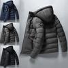 Winter Down Coat Men Hooded Padded Drawstring Warm Thicken Quilted for Daily Wear Jacket