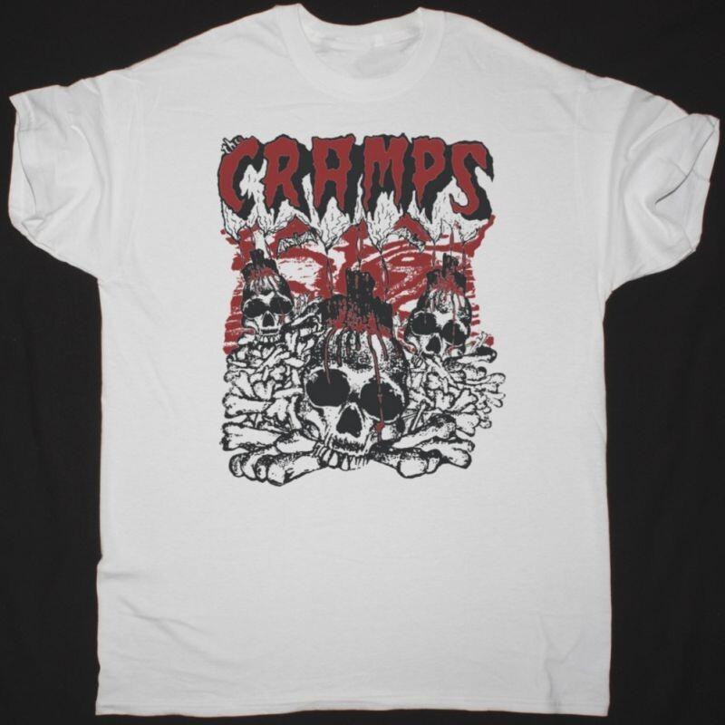THE CRAMPS SKULLS AND BONES Cotton White Full Size T Shirt For Men TU244 XL