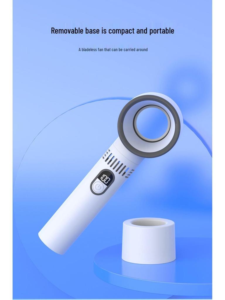 Digital Display USB Charging Bladeless Fan - Portable Desktop & Handheld Model
