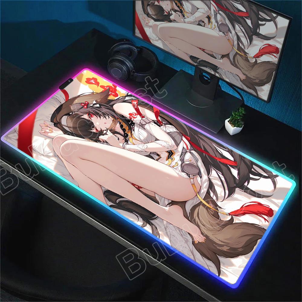 ZZZ YeShunguang RGB Mouse Pad Zenless Zone Zero Desk Mat Computer Accessories Mousepad Stitch Edge Natural Rubber Keyboard Mat