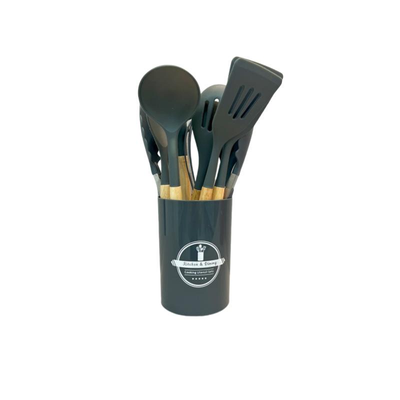 2025 New Light Edition Silicone Cooking Shovel Food Grade Spoon 12-piece Set 550g Silicone Kitchenware Set