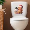 Simulated Snowman Gingerbread House and Gingerbread Man Toilet Stickers, Bathroom Decoration Stickers