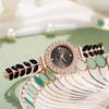 Women Rhinestone Leaf Watch Round Dial Ladies Casual Formal Dress Quartz Bracelet Wristwatch Fashion Jewelry Accessory