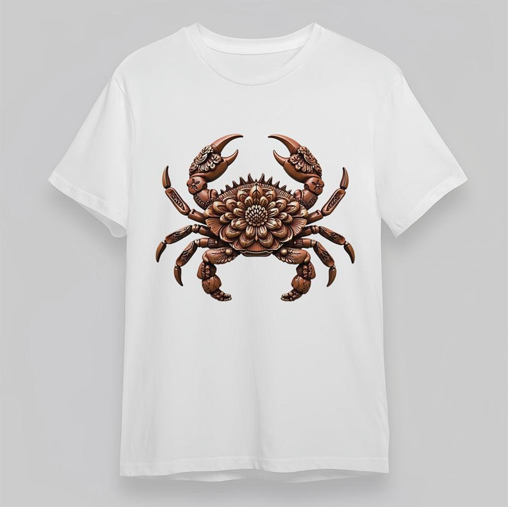 

Women s Cotton T-Shirt Crab Artwork Printed Tee White Short Sleeve Plus Size Tee 4XL