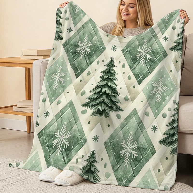 Soft Warm Flannel Fleece Blanket Christmas & Halloween Snowflake Pattern, Breathable Cozy Throw for Living Room, Bedroom, Couch, Office