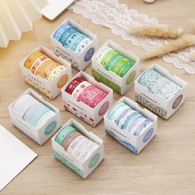 5 Rolls Decorative Stickers for Handwritten Diaries Student Stickers Retro Geometric Set Paper Tape