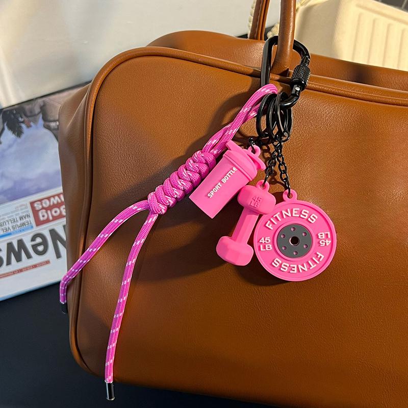 Y2K  Sports Fitness Bag Pendant Mini Dumbbell Water Cup Keychain Camera Mobile Phone Backpack Accessories For Men Women