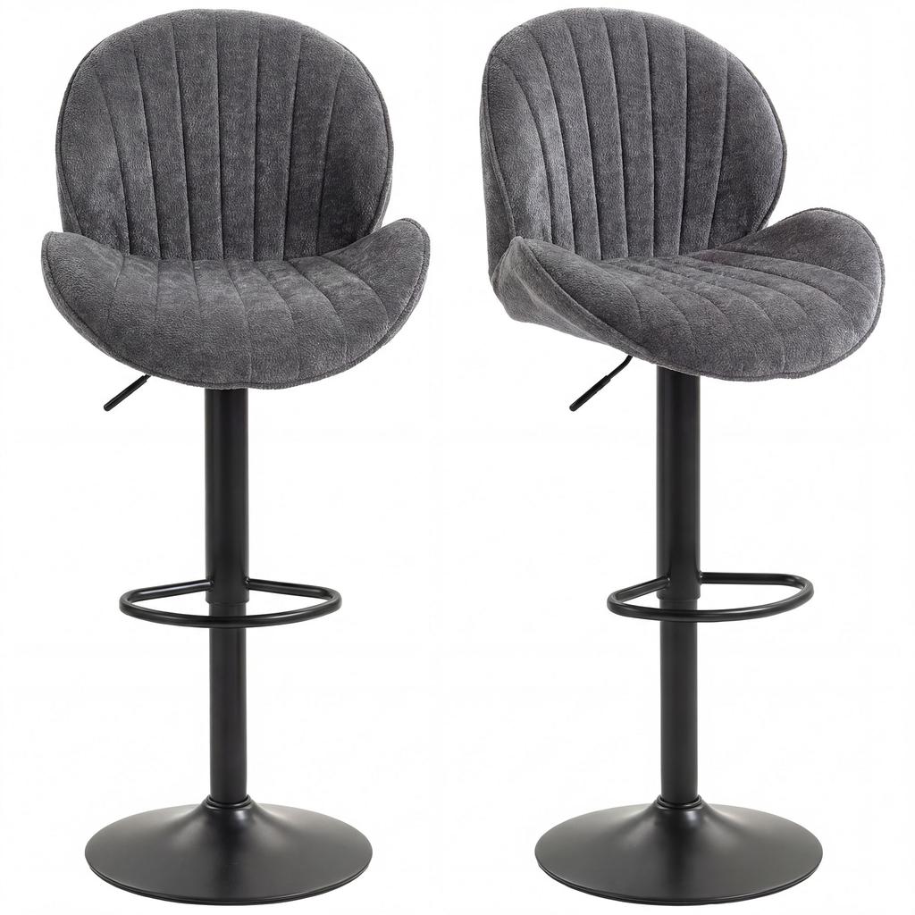 Bar Stools Set of 2, Swivel Barstools with Back, Adjustable Height and Footrest for Kitchen Island, Dining Room, Grey