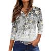 Ladies Casual Fashion V-neck Loose Versatile Floral Print Three-quarter Sleeve Top