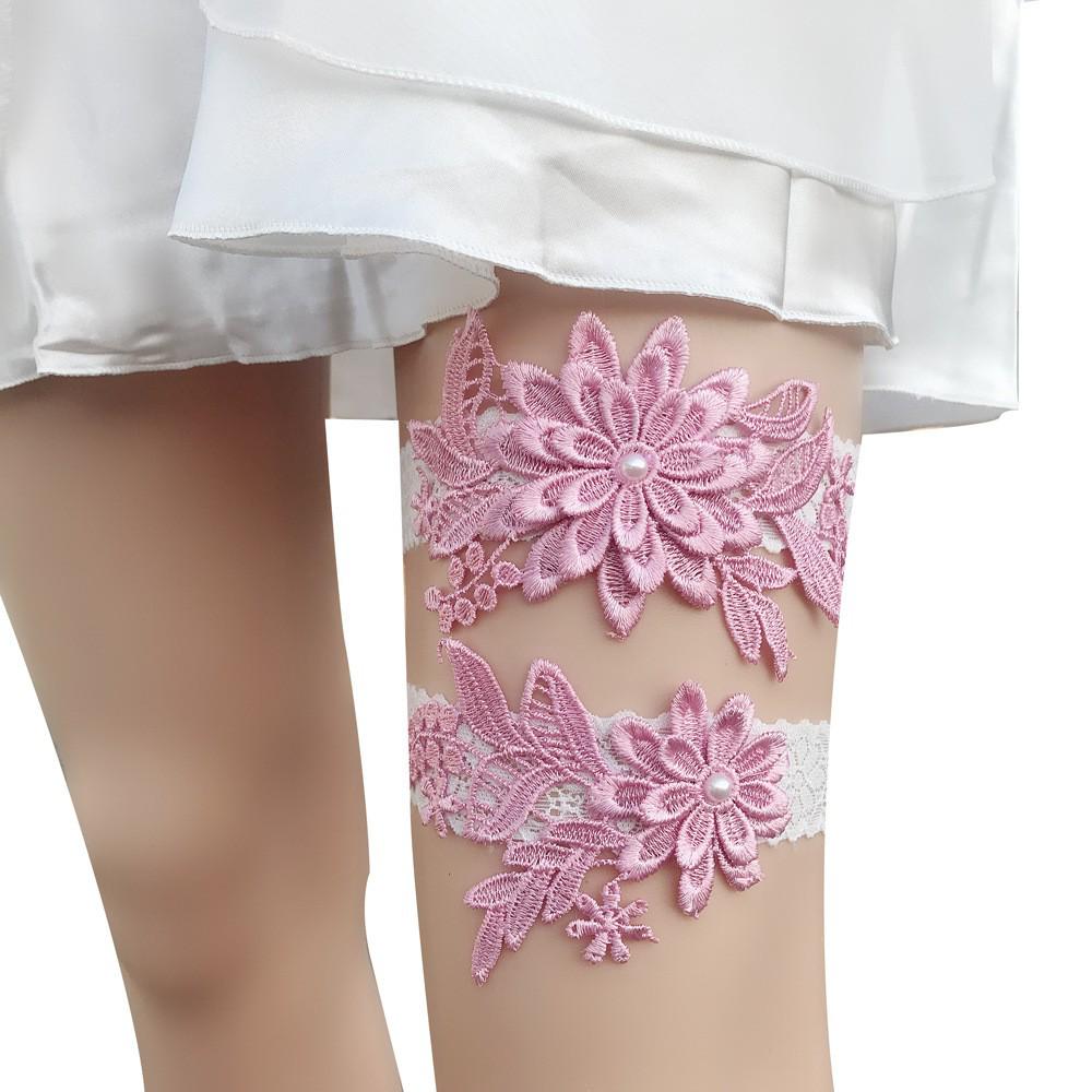 European & American Bridal Chiffon Flower Rhinestone Garter
