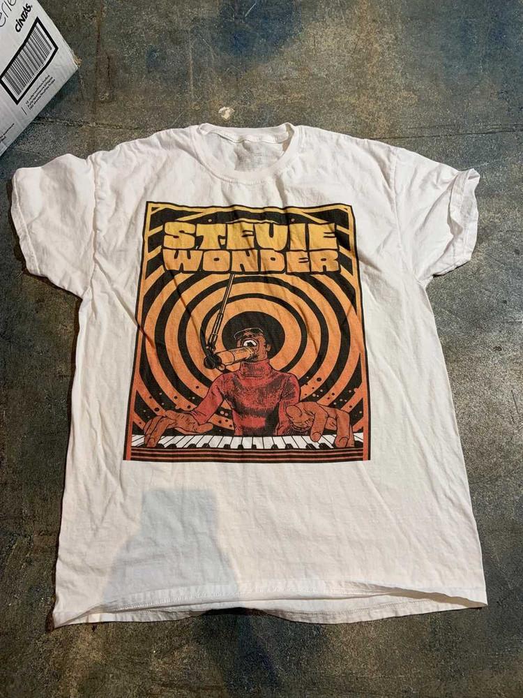 STEVIE WONDER Tour T Shirt 90s White Style Unisex T-Shirt M
