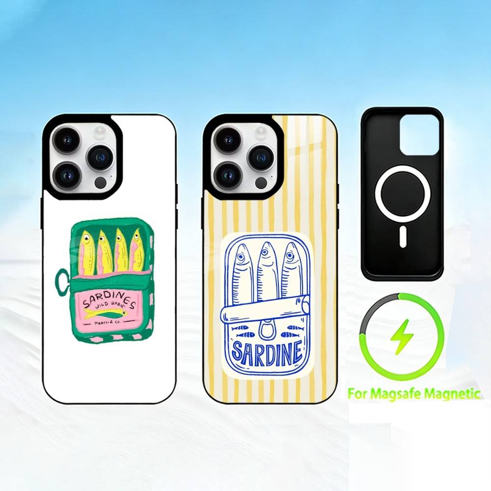 C-Canned S-sardines Phone Case For iPhone 17 16 15 14 13 12 Pro Max Plus for Mirror Wireless Magnetic Cover