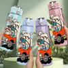 1PC Monster Truck Cartoon Print 750ml Color Plastic Sports Water Bottle Leakproof Flip Straw Lid Suitable for Sports Office Home Use