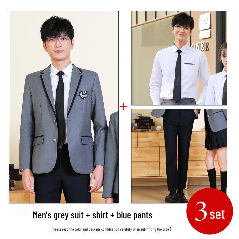 Unisex College-Style JK Uniform: Pleated Skirt & Suit Set