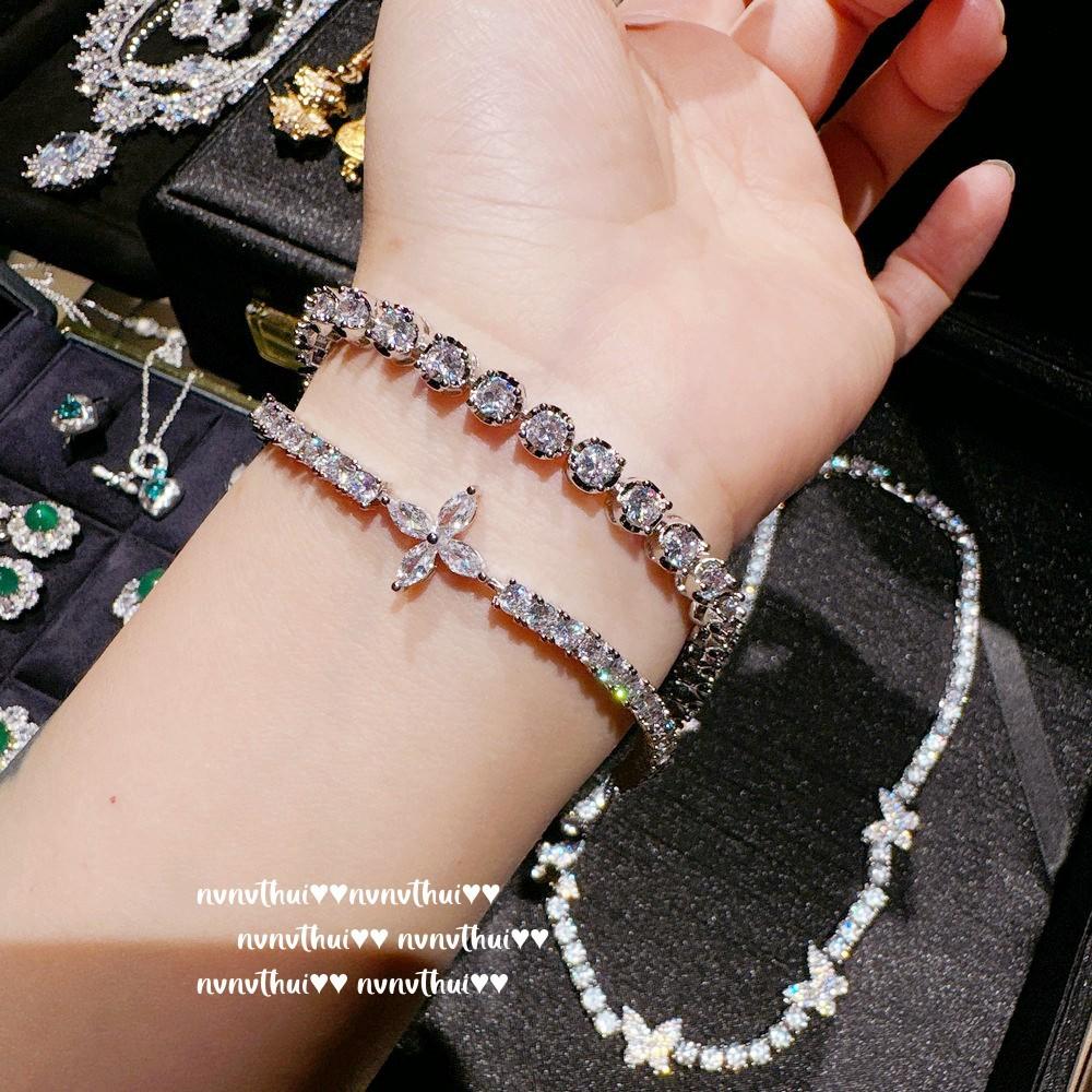Italian Vintage Butterfly Gem Necklace Vintage Sparkling, Flower Sugar Cube Zircon Bracelet Set