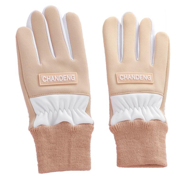 Fleece gloves women's autumn and winter warm cycling cold driving cute waterproof winter outdoor warm gloves