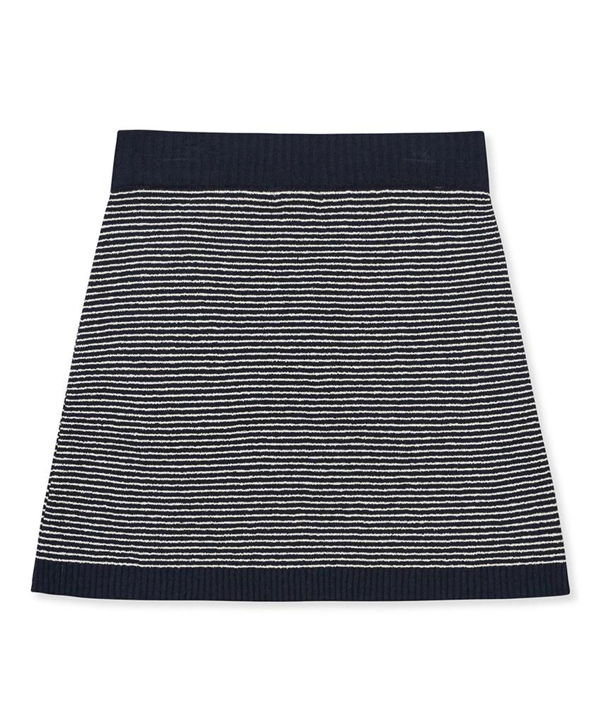 Clove [24Ss Clove] Fluffy Boucle Stripe Skirt (Navy)