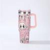 Cartoon pattern Labubu 40oz car cup 304 stainless steel thermos cup Labubu car straw Bingba cup