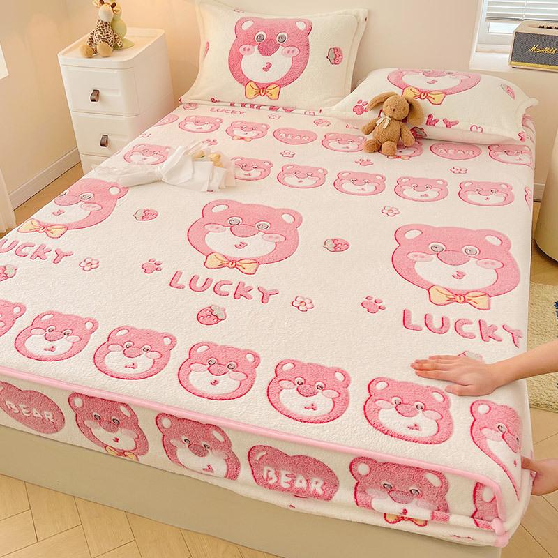 Milk fleece mattress winter thickened Simmons bedspread protective cover fleece non-slip