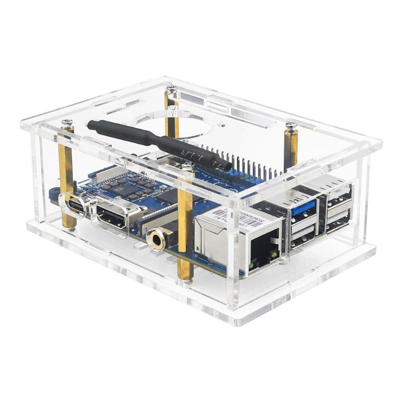 High Transparent Acrylic Enclosure for 4 Professional Development Board Industrial Protective Box Cooling Fan Easy Assembly