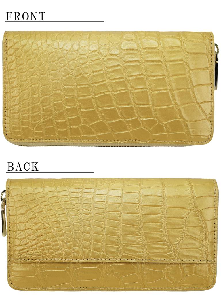 Gold Krokodil Lange Brieftasche Brieftasche Lange Brieftasche Echtes Einzelstück Leder Unübertroffene Krokodilleder Krokodilleder Krokodilleder Krokodilleder