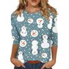 Spring and Autumn Round Neck Christmas Themed Pattern 3D Printed Top Fashionable Casual Long Sleeved Women's T-shirts