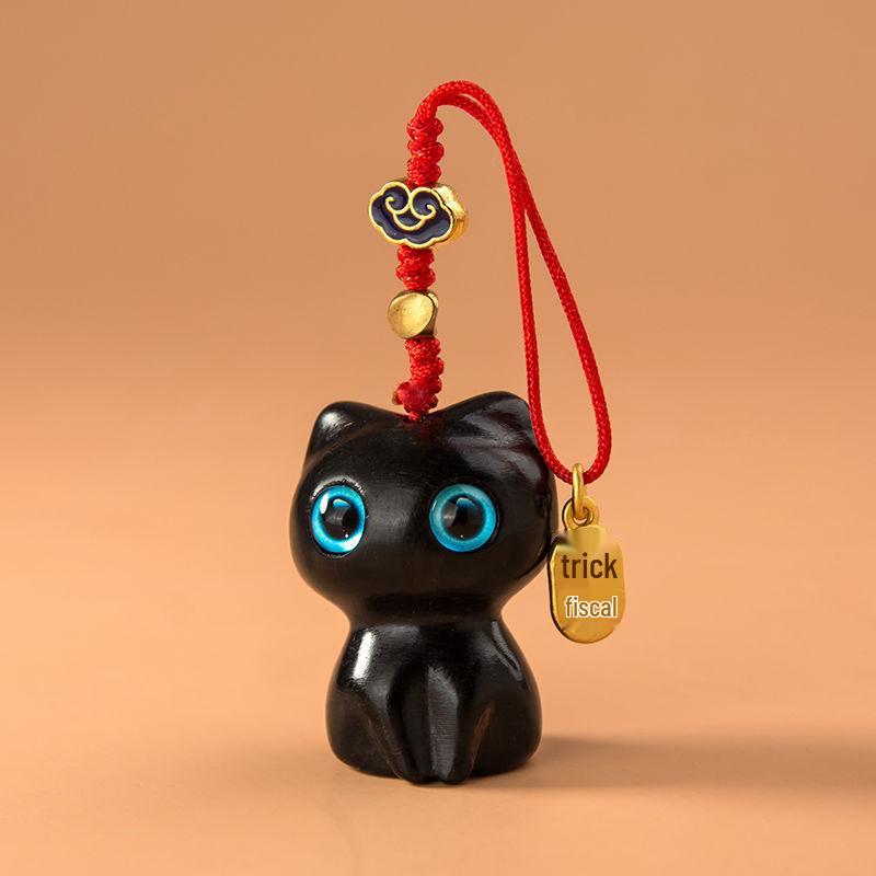 Sandalwood Cat Keychain Pendant - Cute USB Lanyard & Car/Backpack Ornament for Men and Women