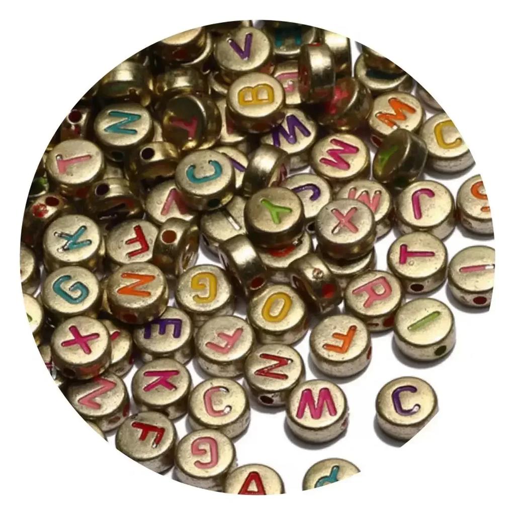 100/200/300/500 Stück Acryl-Buchstabenperlen, gemischt, rund, flach, lose Abstandsperlen für die Herstellung von handgefertigten Schmuckstücken, DIY-Armbändern und Halsketten