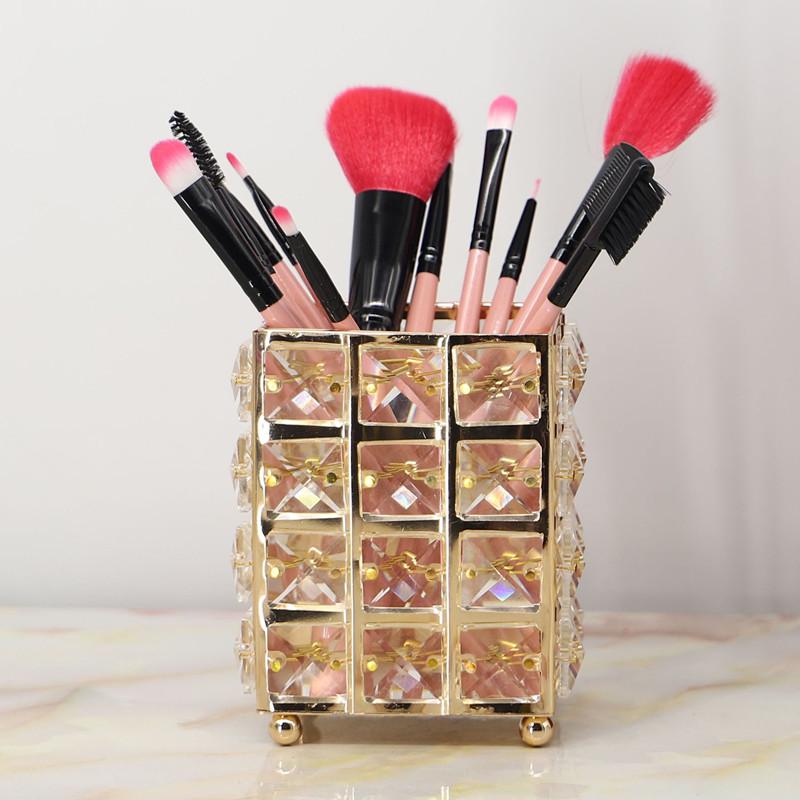 Fashion Ladies Makeup Brush Holder Cosmetic Eyebrow Pencil Storage Box Pencil Vase Desktop Decor