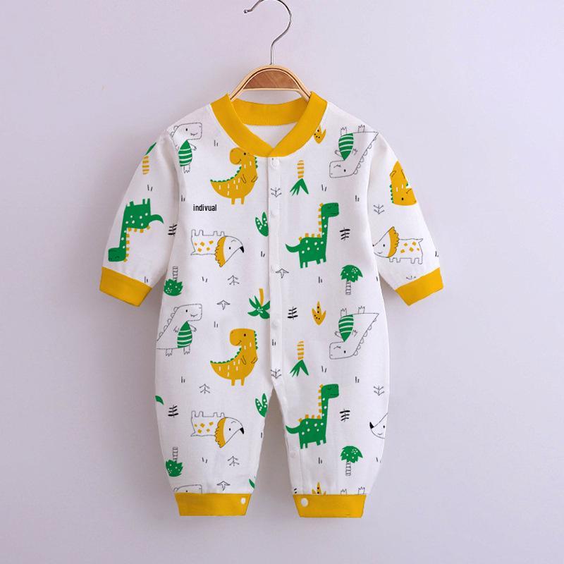 Baby Long Sleeve Romper - Spring/Autumn, Printed Combed Cotton Pajamas for Newborns, Infant Wear