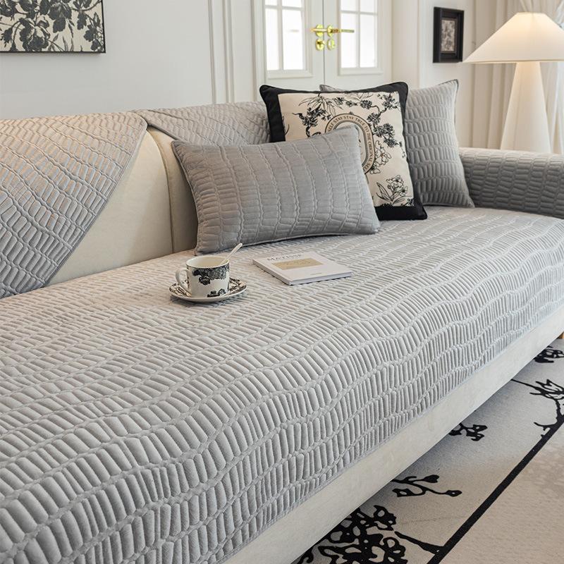 Stoff Sofakissen Hochwertig Verdickt Rutschfest Sitzkissen Creme Stil Kurzplüsch Sofabezug Überwurf