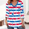 Women's Autumn and Winter 3D Printed V-Neck Long Sleeve T-Shirt Fashion Versatile Trend Breathable Casual