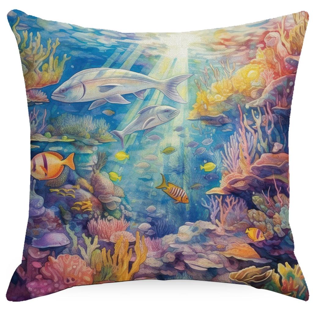 Colorful Marine Life Shell Pillowcase Summer Holiday Beach Hotel Decorative Cushion Cover