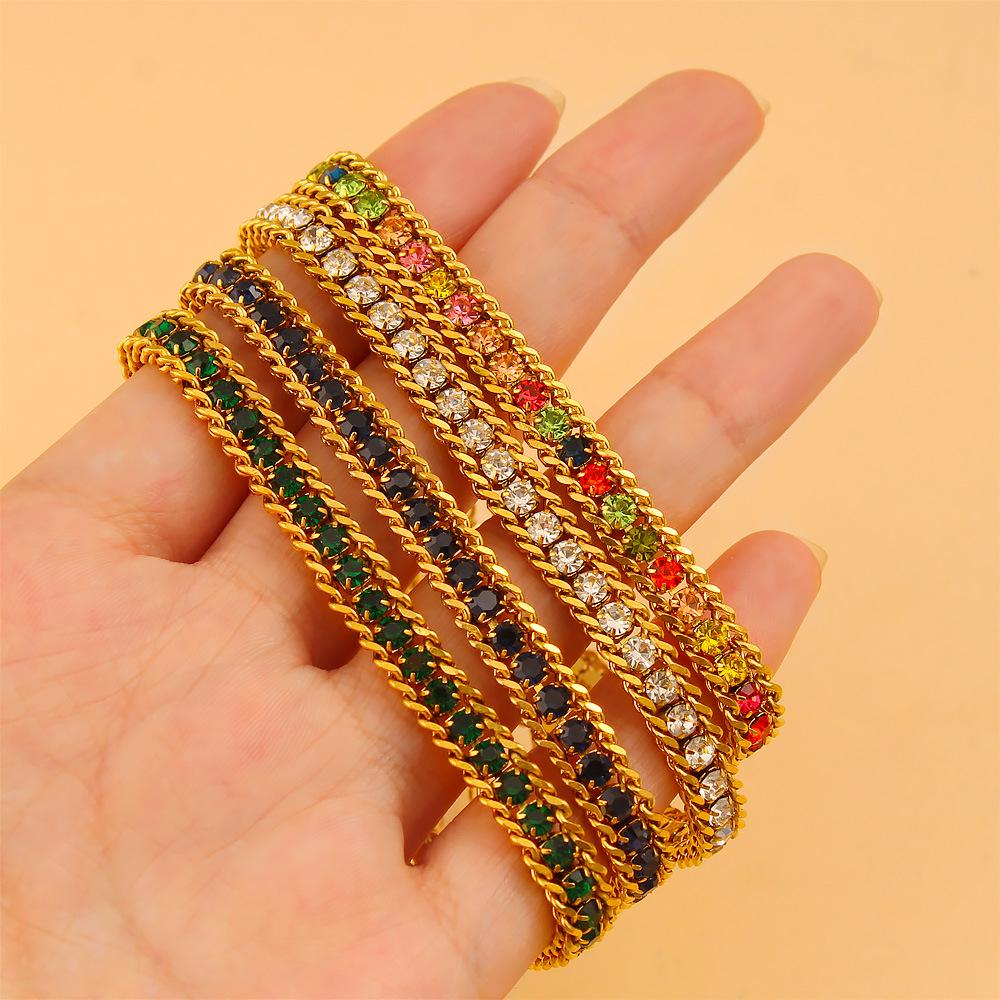 Pulsera en Capas de Acero Inoxidable y Oro de 18 Quilates con Circonita: Joyería Colorida y Versátil para Mujer