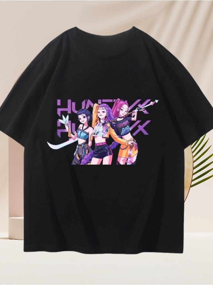 KPOP Demon Hunter Girl Group Merch Zoey Mirala Short Sleeve Printed Unisex Summer Versatile Cotton T-shirt Fashion Trend