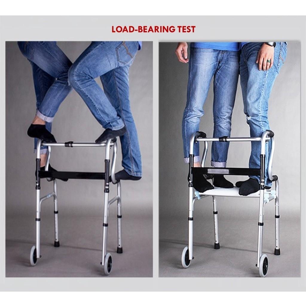 3-in-1-Gehgestell aus Aluminiumlegierung, höhenverstellbar, faltbar, Gehhalter für ältere Menschen, Toilettenstütze, Duschstuhl