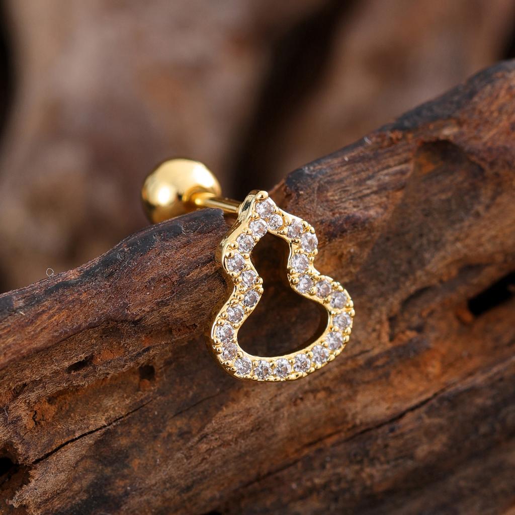 10Pcs/Set 20G Gold Cartilage Earring CZ Tragus Earring Bear Spider Design Helix Stud Rings Conch Ear 316L Steel Piercing Jewelry