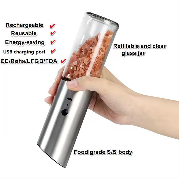 Adjustable Transparent USB Rechargeable Electric Pepper Grinder