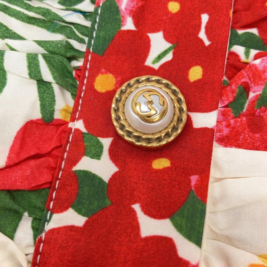 GUCCI 453982 16 Ivory Flower Print Pearl Button Shirt Dress dress 38 multicolorUsed