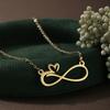 Women Necklace Number Eight Heart Pendant Adjustable Length Choker Necklace Hollow Non-fade Necklace Jewelry Accessory