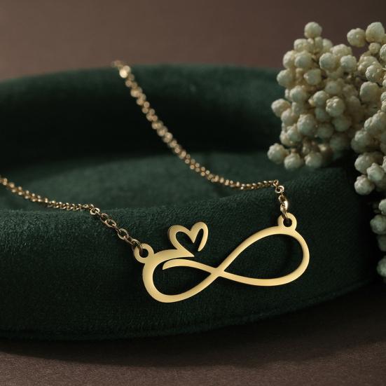 Women Necklace Number Eight Heart Pendant Adjustable Length Choker Necklace Hollow Non-fade Necklace Jewelry Accessory