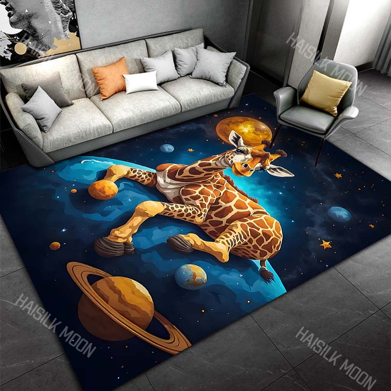 

Giraffe in space with planets Print Carpet Rug for Living Room Bedroom Sofa Doormat Home Decor Non-slip Floor Mat 40x60cm