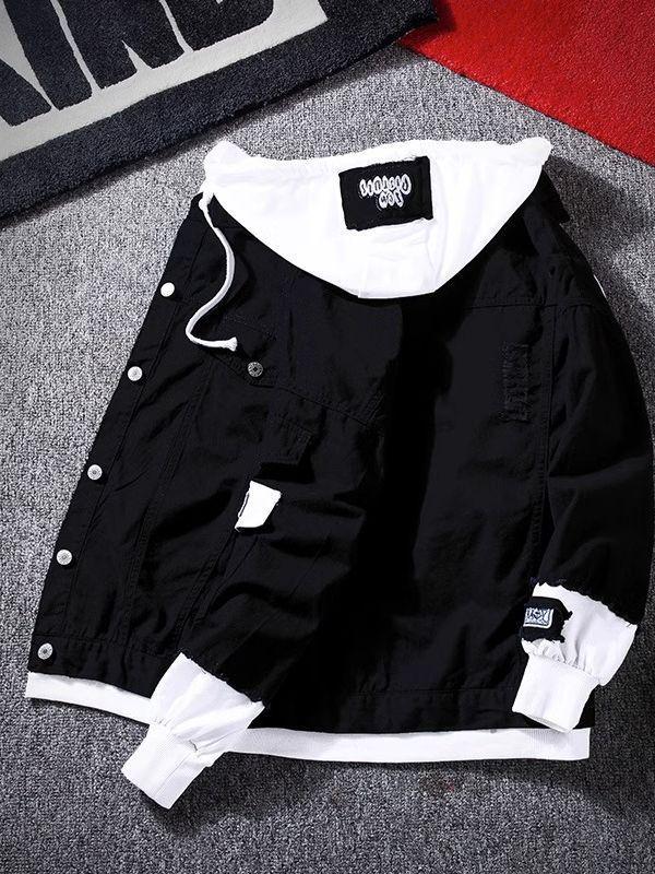 Men's Trendy Korean Style Denim Patchwork Baseball Jacket – Versatile Spring & Autumn Casual Wear