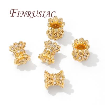 18K Gold Plated Spacer Beads,Brass with Zircon Beads,Separators For Bead,Bracelets Accessories DIY Jewelry Making Supplies
