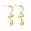 Qiong Yao 18K Gold-Plated Irregular Water Drop Earrings - Non-Fading, European & American Style Fashion Accessories.