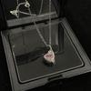 Niche Design Pink Zircon Love Necklace Sweet Cool Wind Stud Earrings High Sense Cold Wind Opening Ring Women