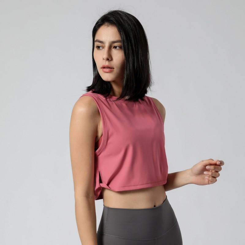 Women Sleeveless Dance Stage Top Solid Color Stretchy Gym Yoga Workout Vest