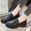 Scarpe da Donna Nuovi Mocassini da Donna in Vera Pelle Versatili Stile College Casual Scarpette Bianche da Donna Scarpe con Zeppa Alte 4.5