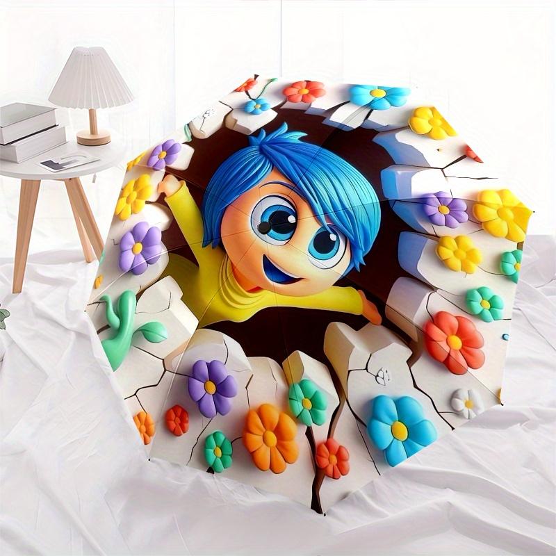 

Inside Out 2 Theme Automatic Compact Folding Cute Umbrella - Portable and Durable, 8-Bone Iron Umbrella for All Weather0707087