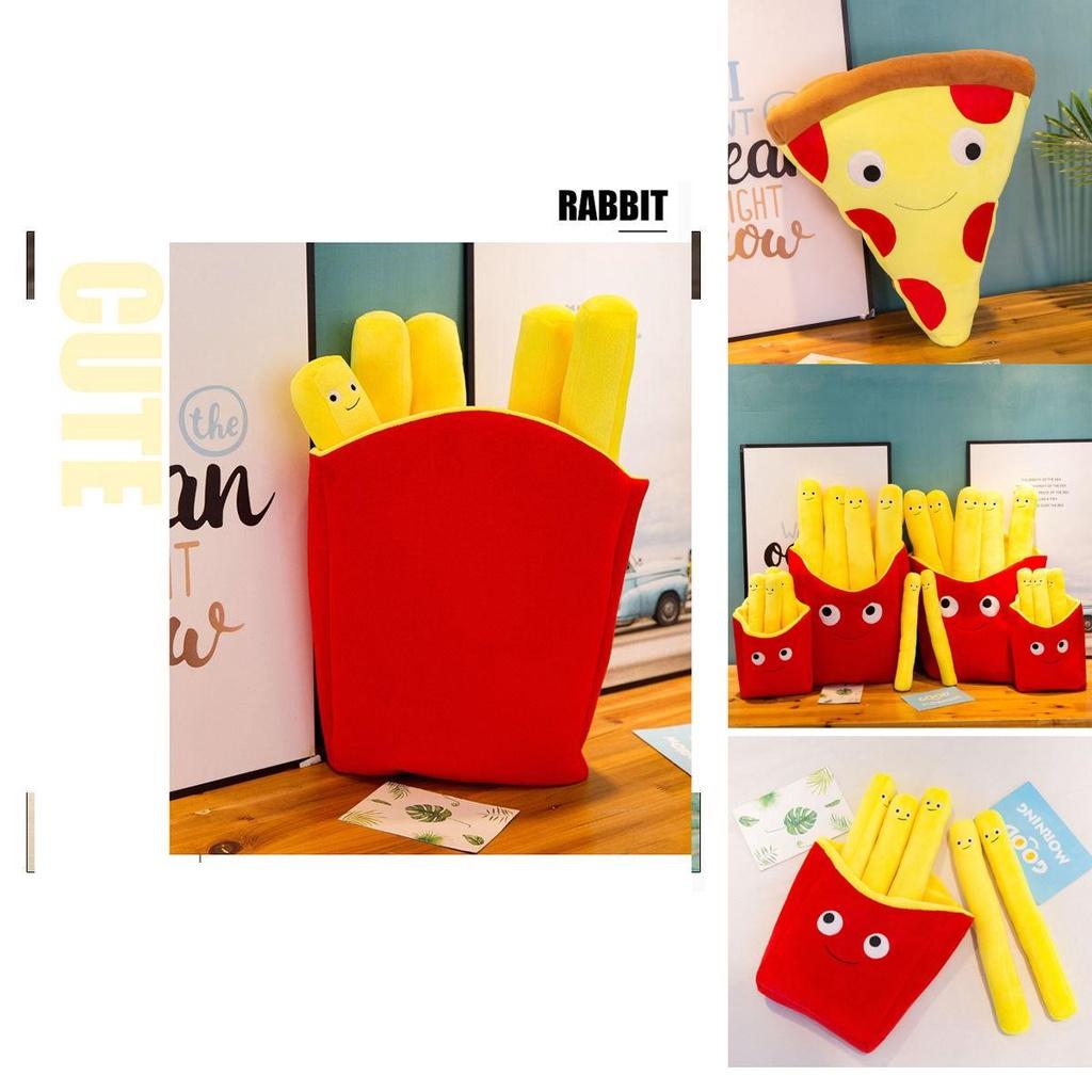Delightfully Soft Cartoon Plush Cute French Fries And Pizza Pillow For Kids Gifts